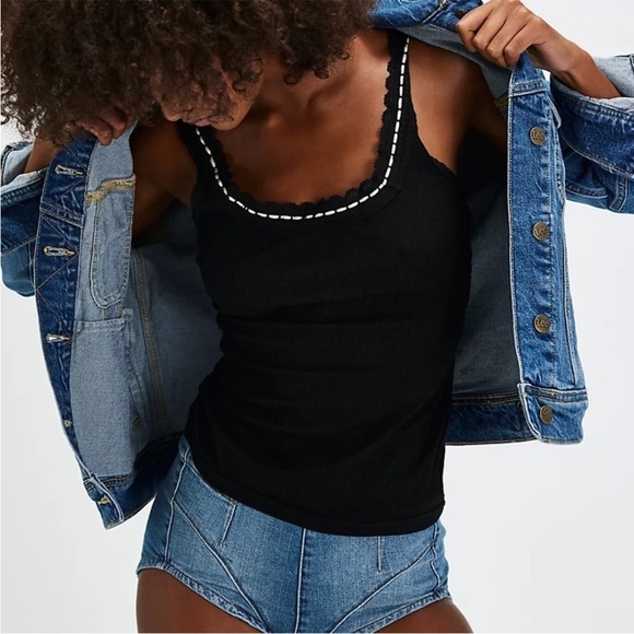 Free People Intimately Only You Tank Black Lace Size XS $38 Retail NWT - Picture 1 of 10